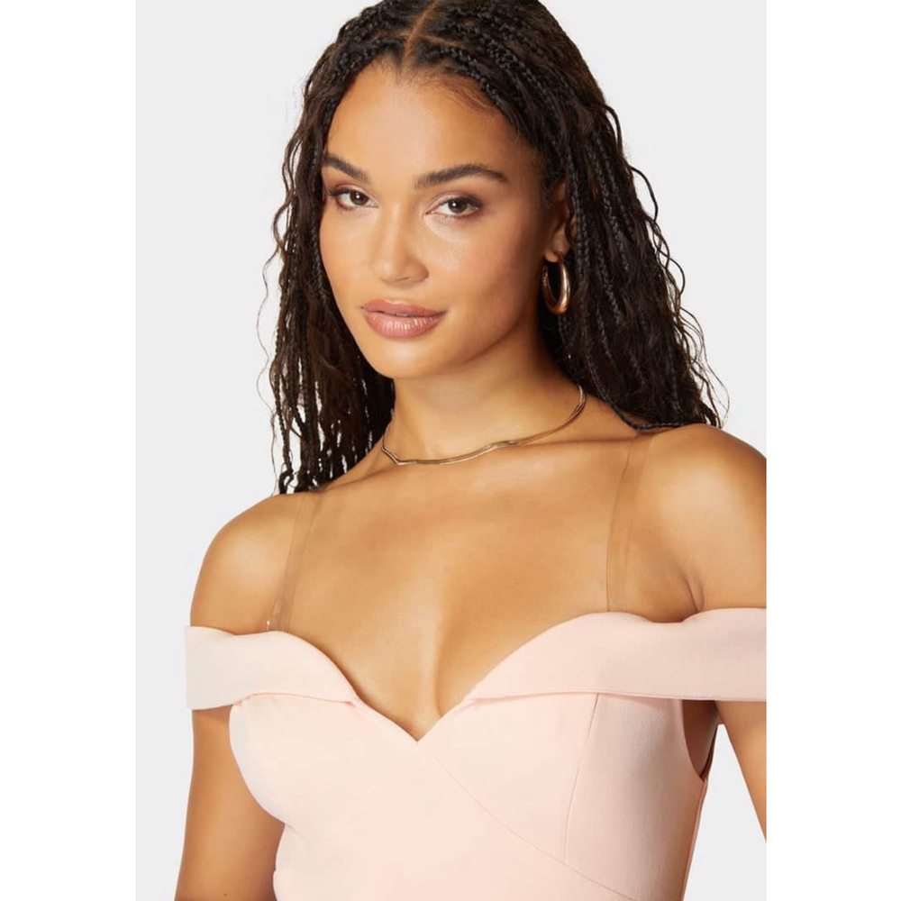 Bebe Off Shoulder Knit Dress, Size S (4/6), Blush NWT